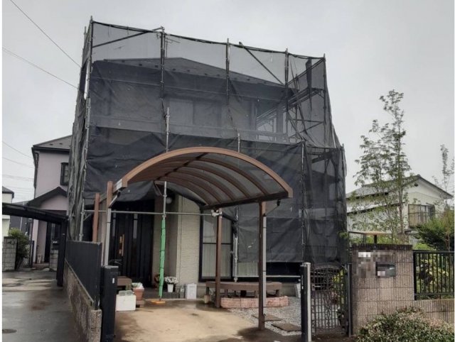 川越市 屋根外壁塗装 足場組 ミヤケン