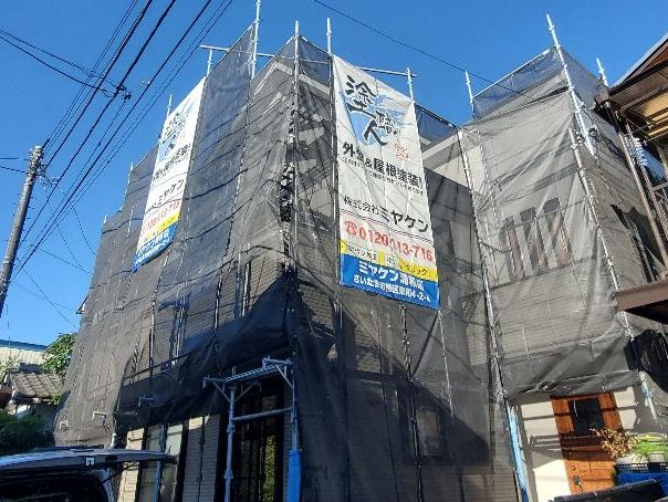 前橋市 屋根外壁塗装工事 足場組立 お客様の声 ミヤケン