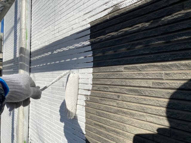 さいたま市 屋根外壁塗装工事 外壁下塗り中 お客様の声 ミヤケン