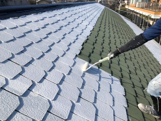 川越市 屋根外壁塗装工事 アパート 屋根下塗り お客様の声 ミヤケン