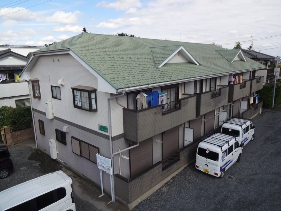 川越市 屋根外壁塗装工事 アパート 施工前全体写真 お客様の声 ミヤケン