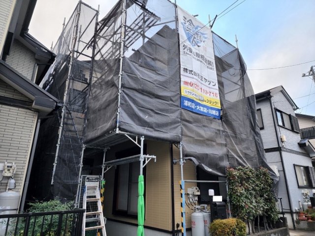 さいたま市見沼区 屋根外壁塗装工事 足場組立 お客様の声 ミヤケン