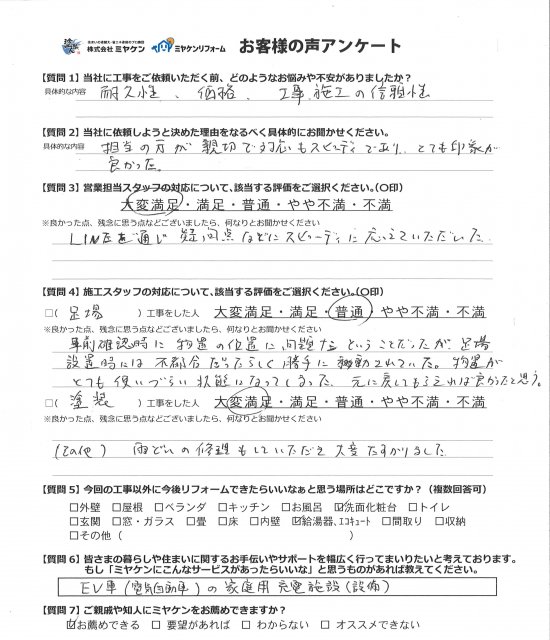 比企郡 外壁塗装 アンケート ミヤケン