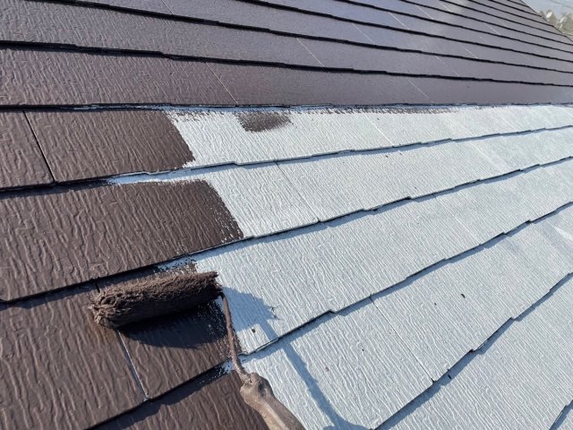 さいたま市 川越市 ふじみ野市 屋根外壁塗装工事 屋根上塗り ミヤケン