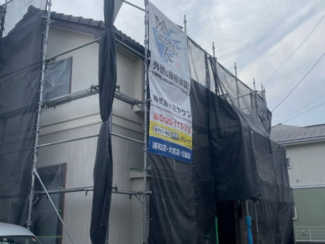 川越市 外壁塗装 足場組み ミヤケン