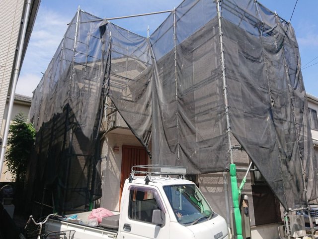 ふじみ野市 屋根外壁塗装工事 足場組立 お客様の声 ミヤケン