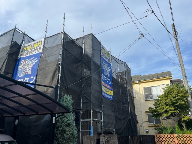 さいたま市岩槻区 外壁塗装工事 足場組立 お客様の声 ミヤケン