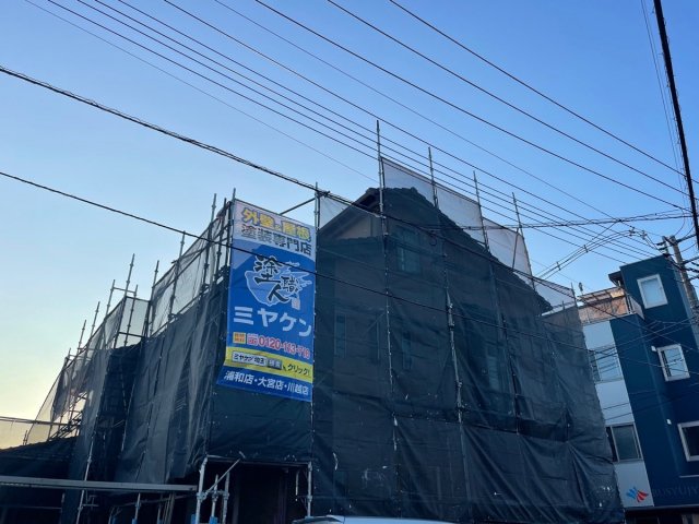 さいたま市桜区 外壁塗装工事 足場組立 お客様の声 ミヤケン