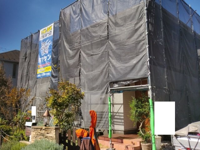 東大和田市 外壁塗装工事 足場組立 お客様の声 ミヤケン