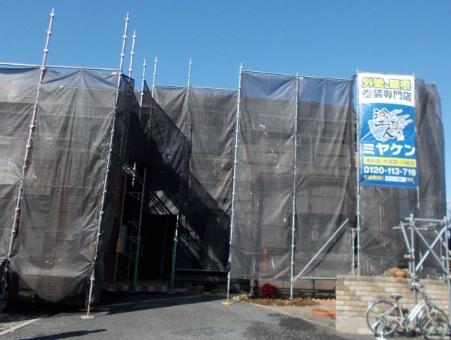 川越市 外壁塗装 足場組