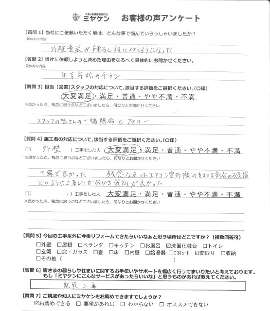 川越市今泉 アンケート ミヤケン