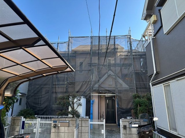 上尾市 屋根外壁塗装 足場 ミヤケン