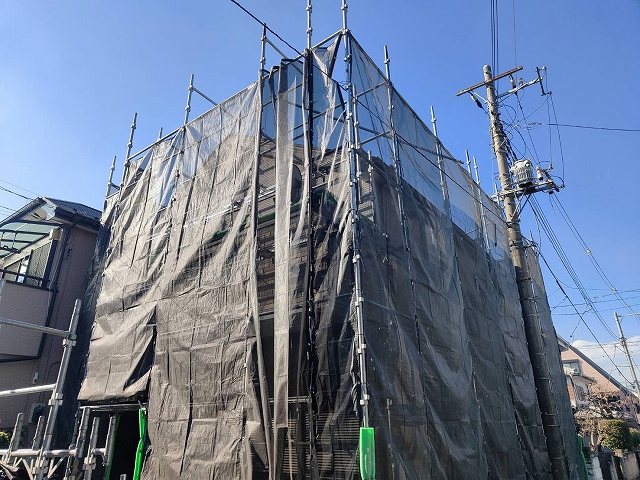 ふじみ野市 屋根外壁塗装 足場 ミヤケン