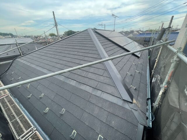 川口市 屋根外壁塗装 屋根 棟板金交換完了 ミヤケン