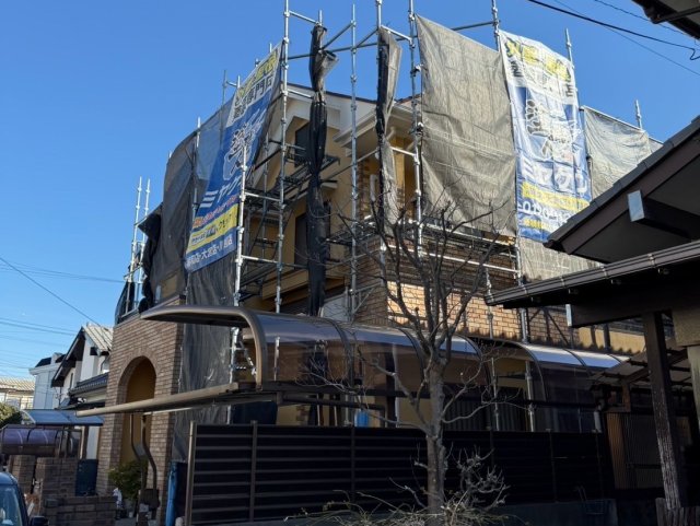 さいたま市北区 屋根塗装 足場 ミヤケン