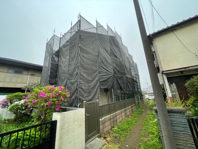 見沼区 外壁塗装 足場 ミヤケン