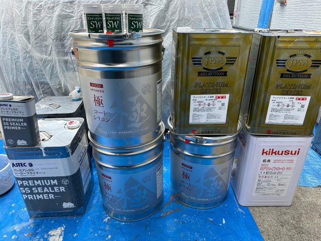 上尾市上尾村 外壁塗装 材料一式 ミヤケン