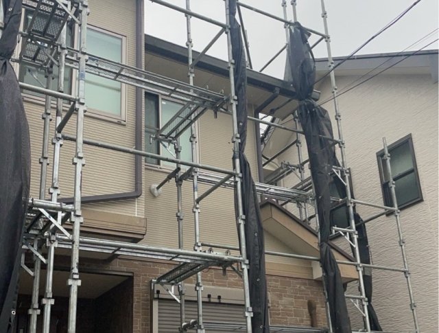 狭山市入間川 屋根外壁塗装 足場 ミヤケン