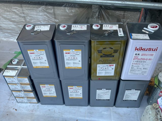 川越市豊田本 外壁塗装 材料一式 ミヤケン