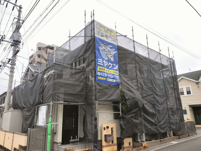 川越市南台 外壁塗装 足場 ミヤケン