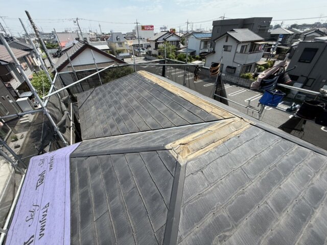川越市石原町の屋根の防水シート張りの写真 ミヤケン