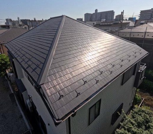 ミヤケン施工|川越市三久保 スレート屋根3年後の遮熱シリコン塗料の塗膜状態